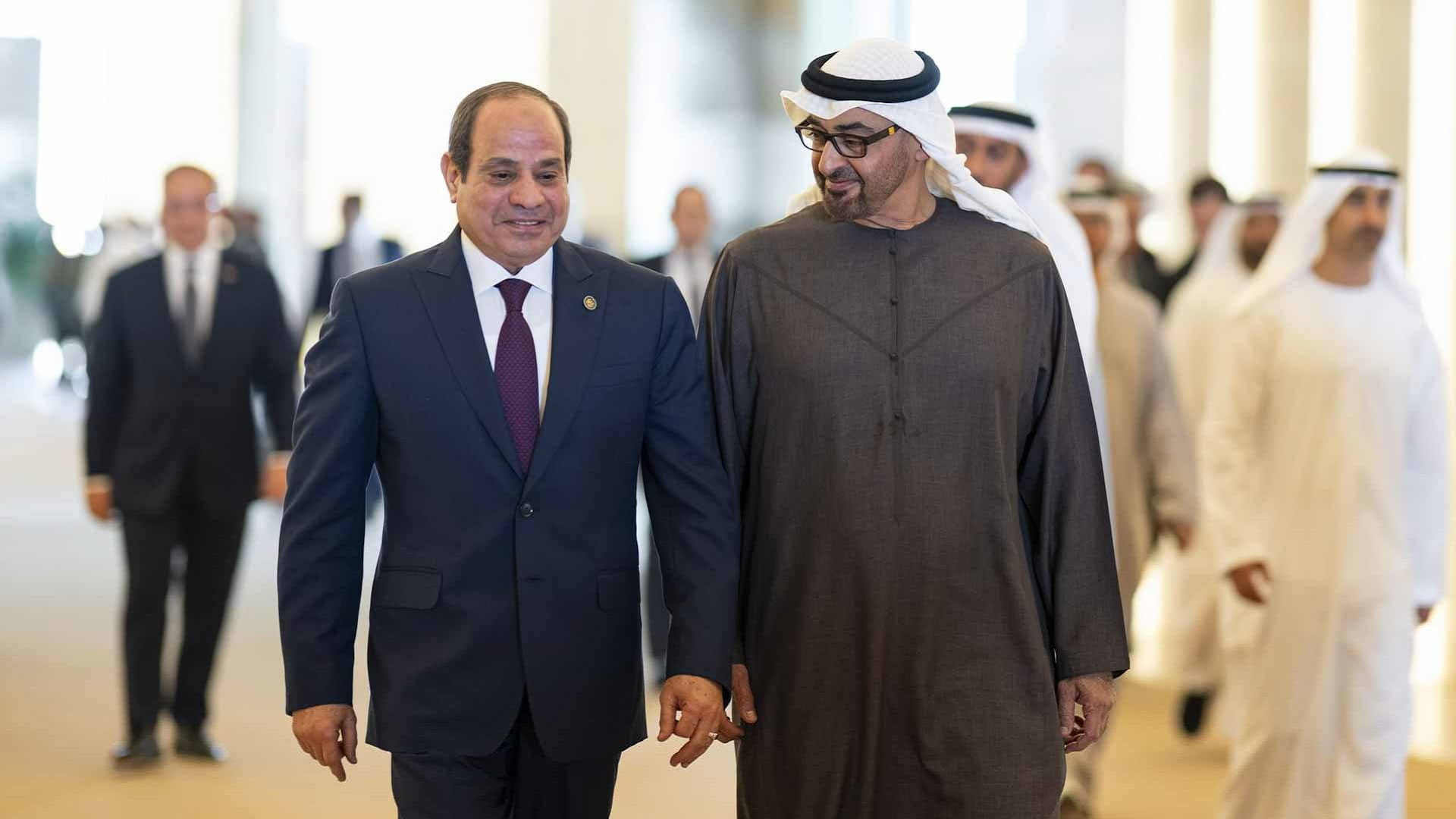 رئيس الدولة والرئيس المصري يبحثان علاقات البلدين وتطورات المنطقة