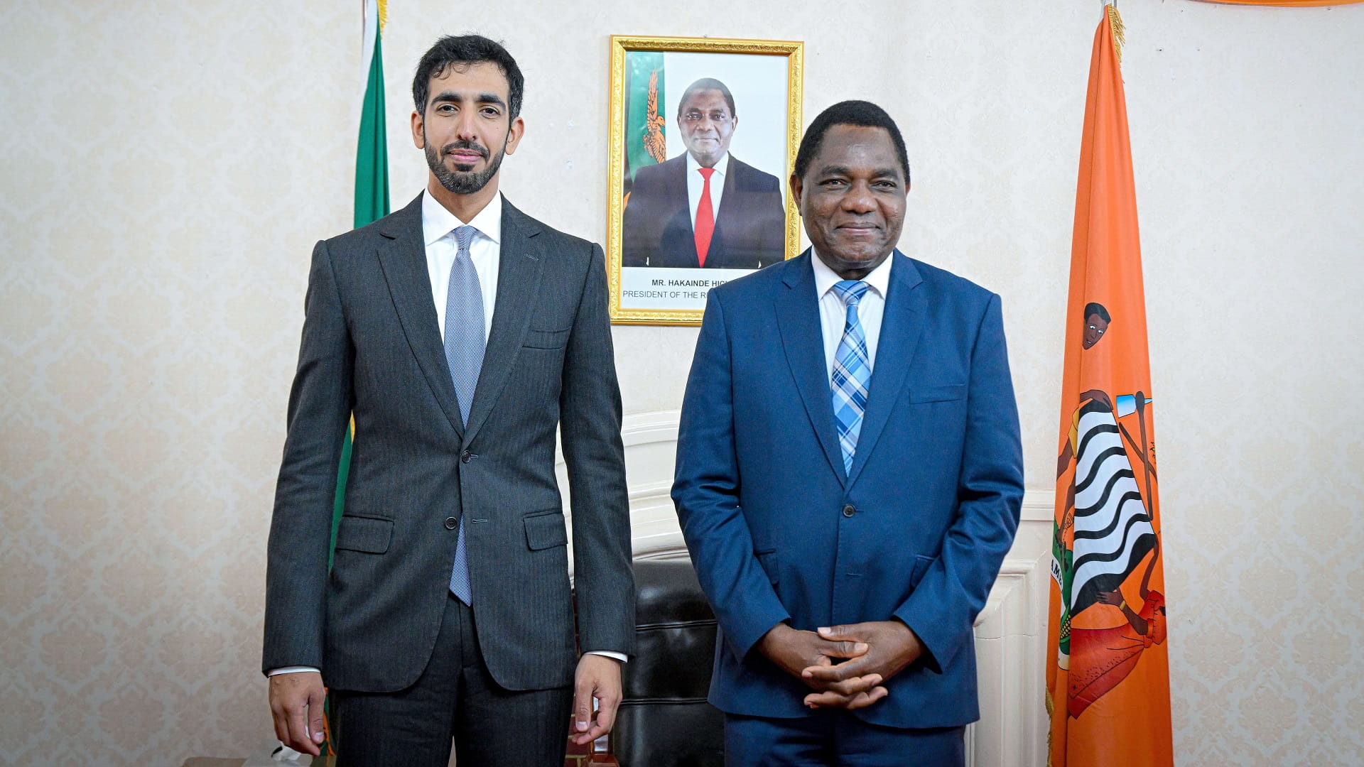 رئيس جمهورية زامبيا يستقبل شخبوط بن نهيان