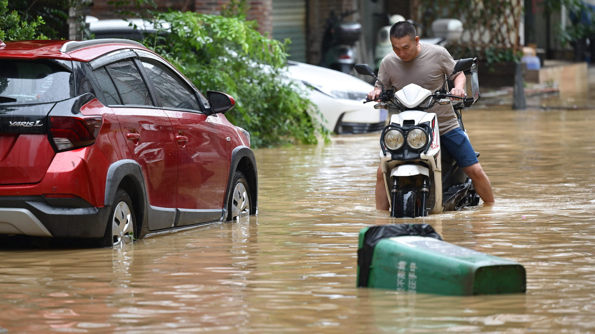 Typhoon-triggered floods swamp south China's Huaiji County 