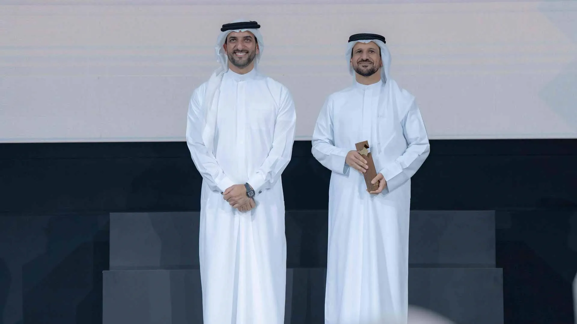 Sultan bin Ahmed and Al Mansoori during the event