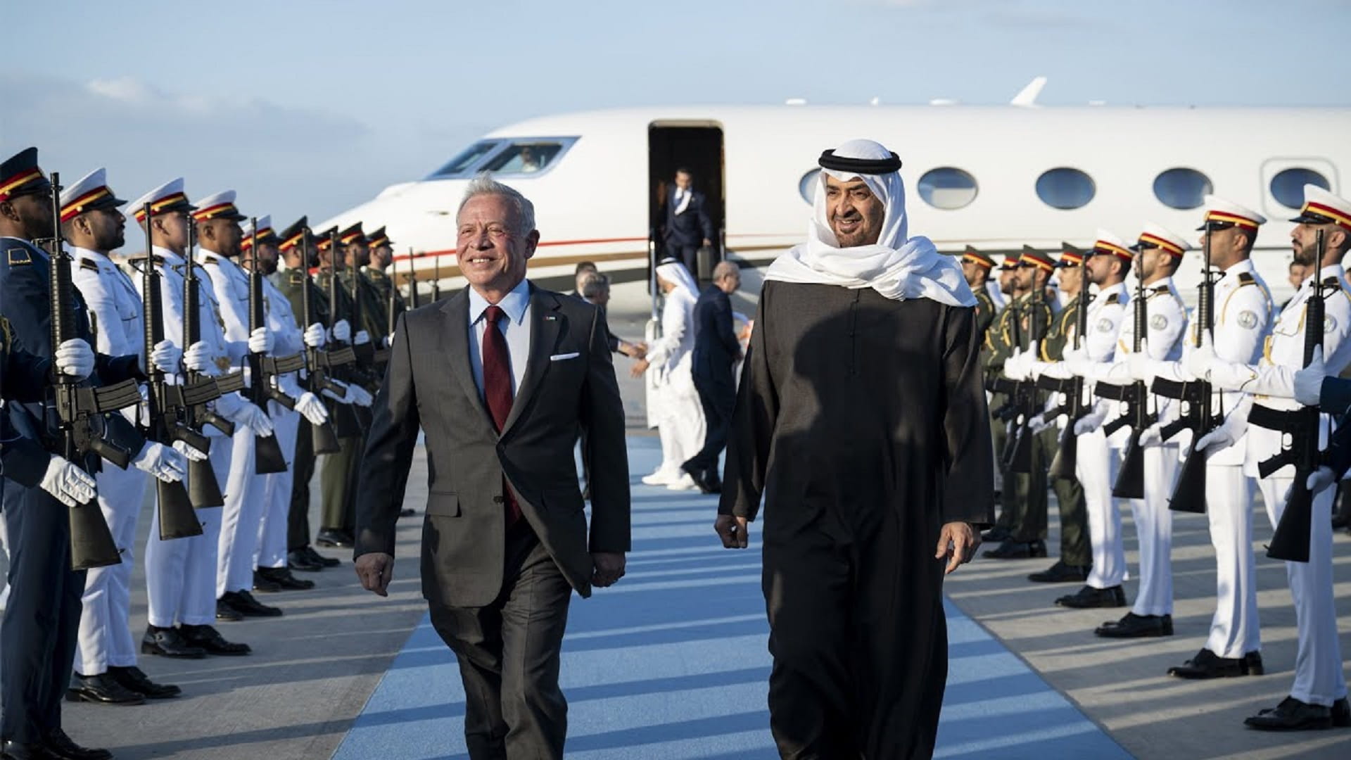 King of Jordan arrives in UAE, welcomed by UAE President