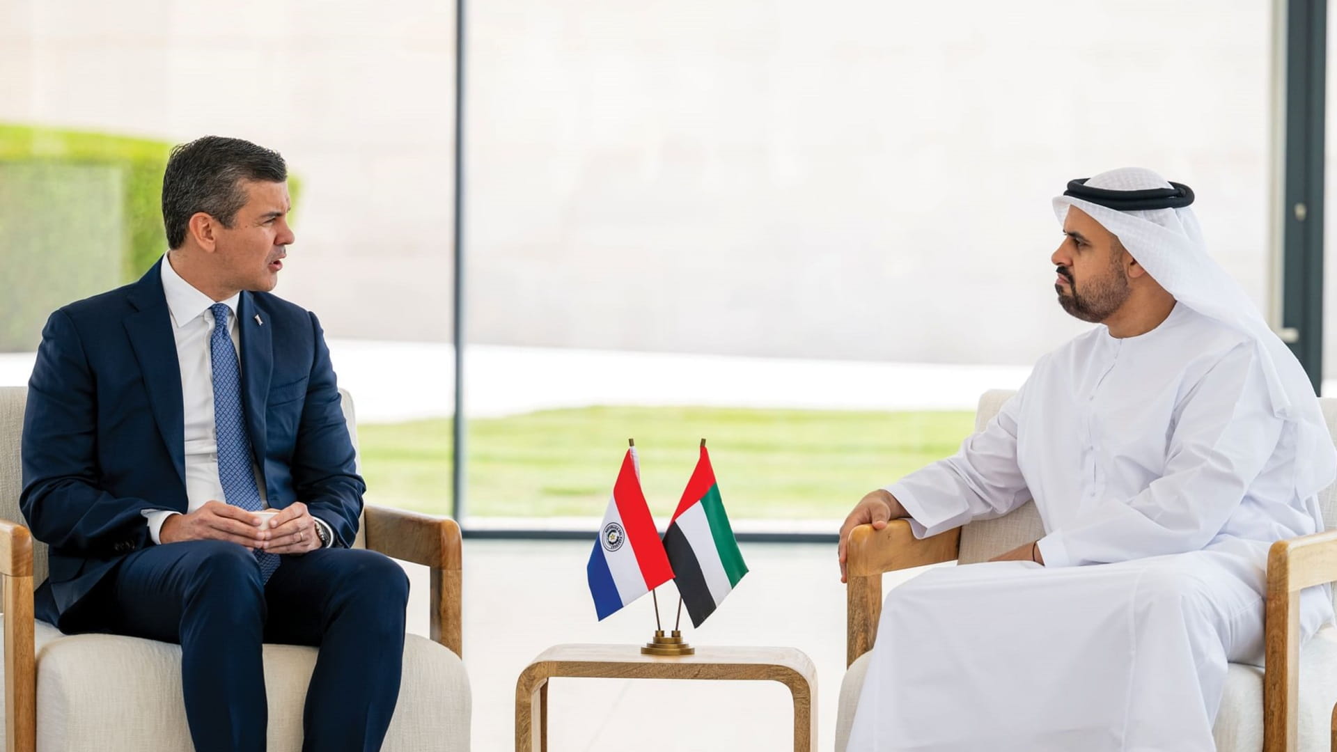 Theyab bin Mohamed receives Paraguayan Pres. at Wahat Al Karama 