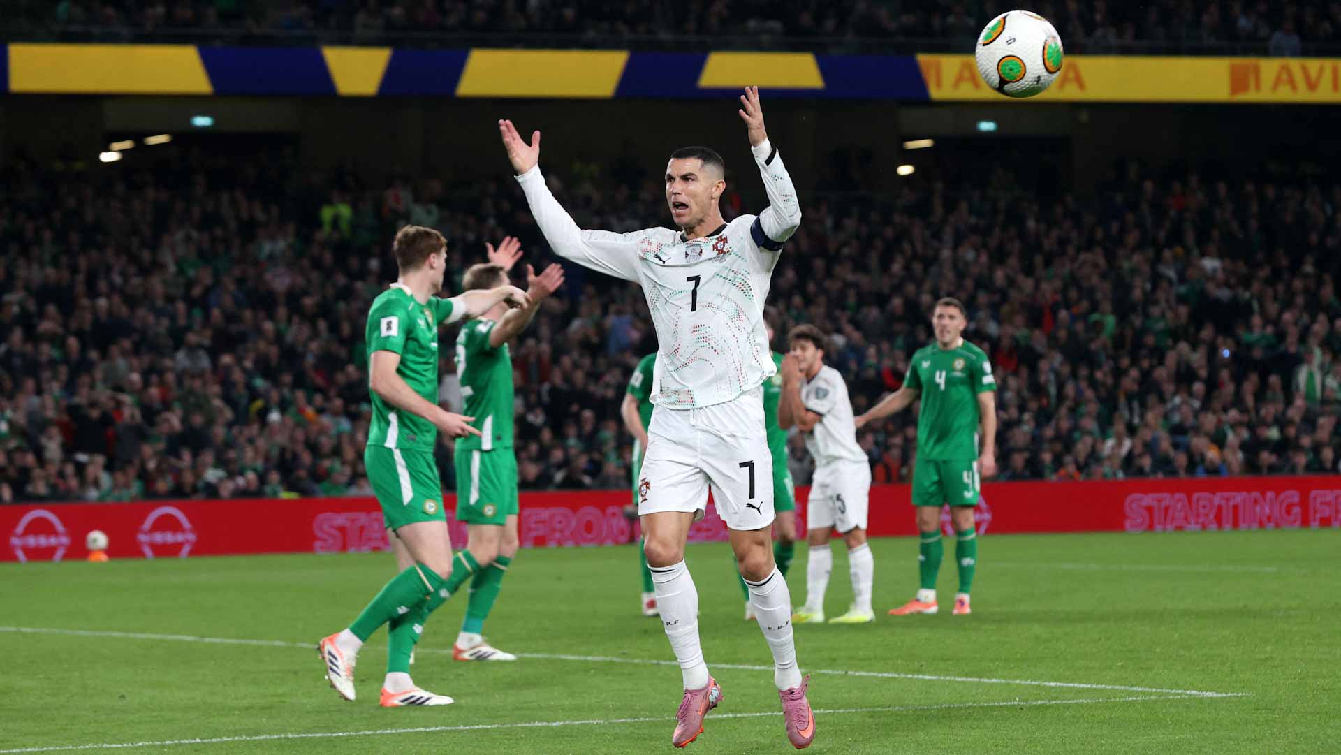 Ireland beats Portugal 2–0 as Ronaldo gets first red card