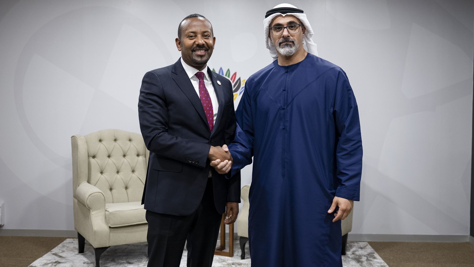 Khaled bin Mohamed discusses cooperation with Ethiopia PM at G20 