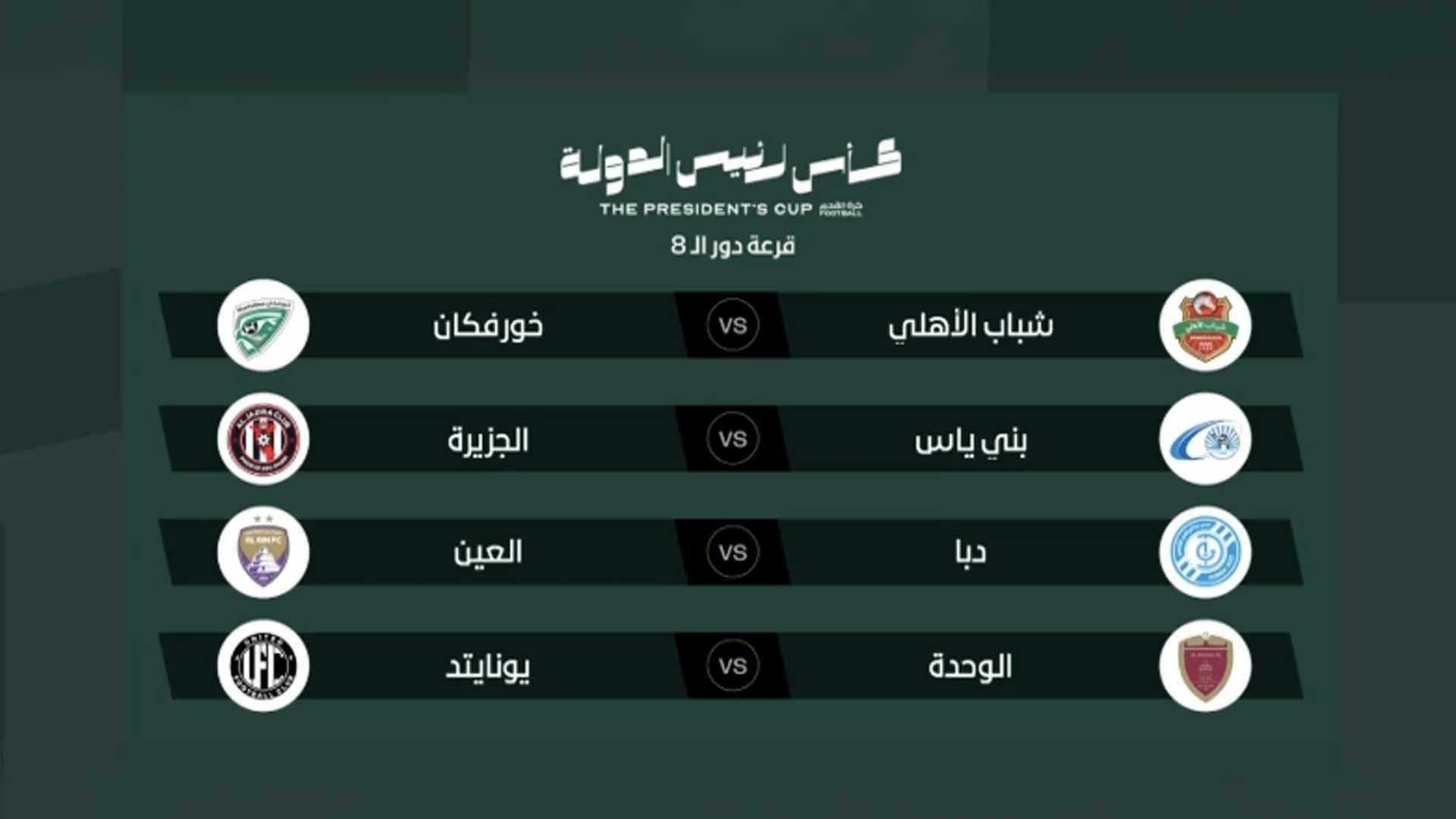 مواجهات قوية في ربع نهائي كأس رئيس الدولة لكرة القدم