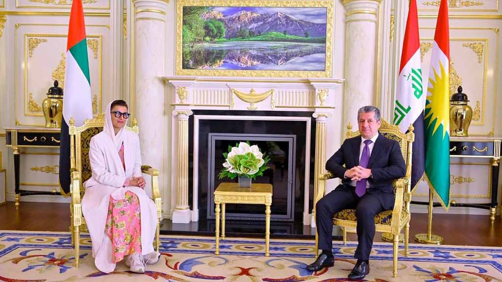 رئيس وزراء إقليم كردستان العراق يبحث مع نورة الكعبي علاقات التعاون 