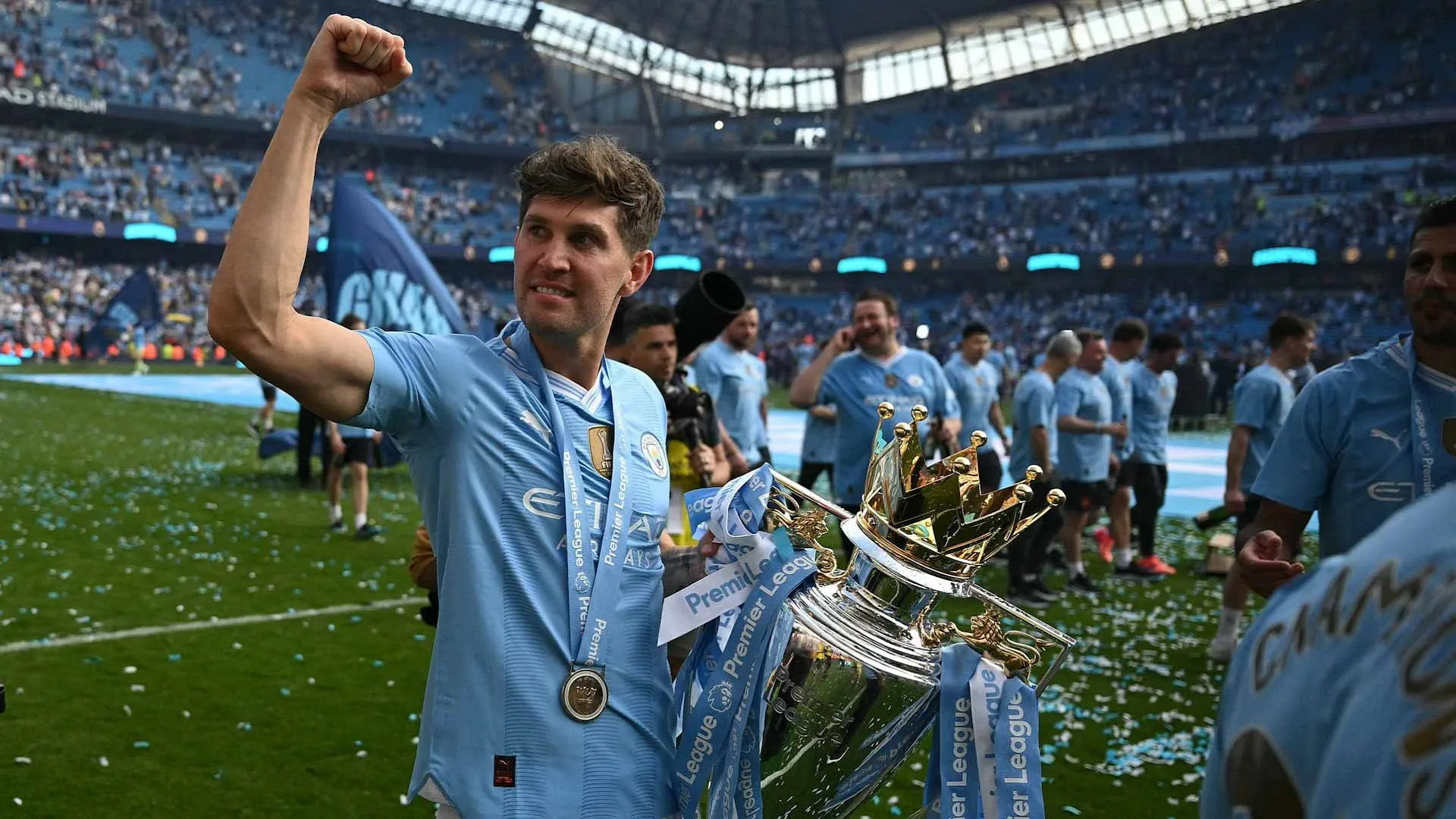 Image for the title: Stones bids farewell to City after decade of glory 