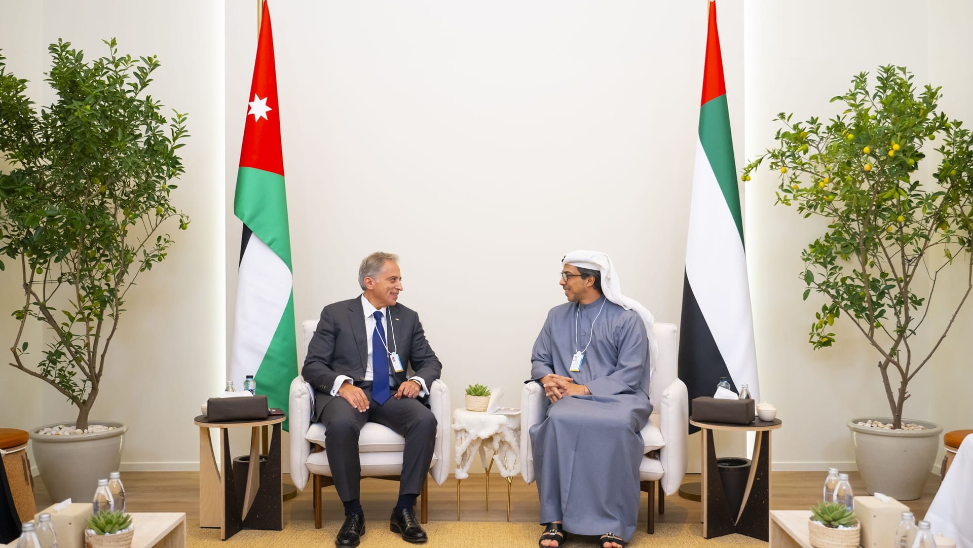 صورة بعنوان: منصور بن زايد يلتقي رئيس وزراء الأردن على هامش قمة الحكومات 