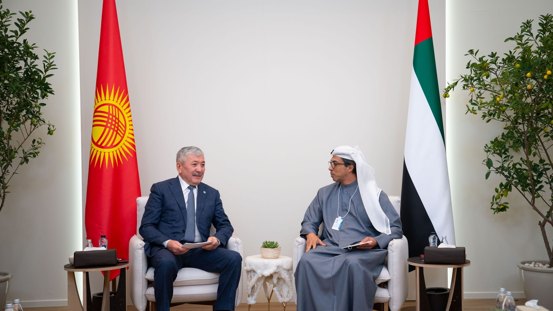 صورة بعنوان: منصور بن زايد يبحث التعاون مع رئيس وزراء قيرغيزستان 