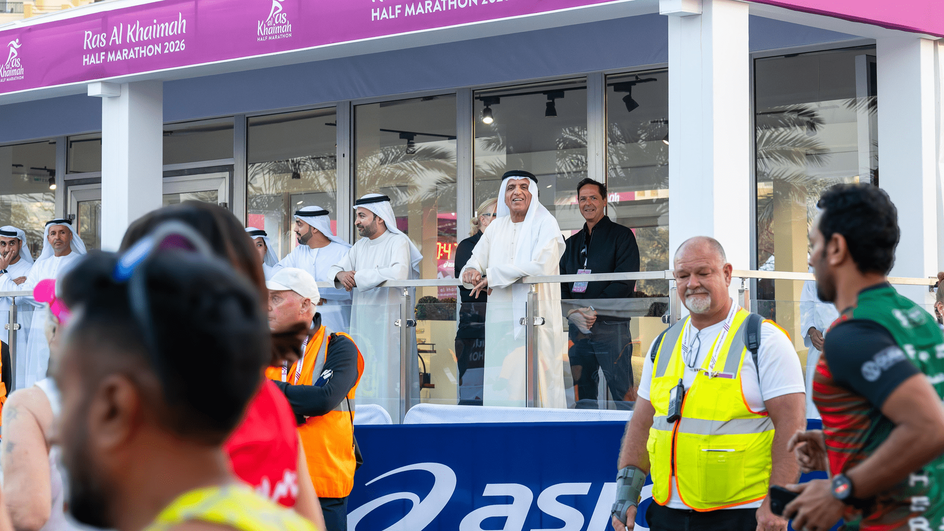 Saud bin Saqr attends the start of the 19th half marathon