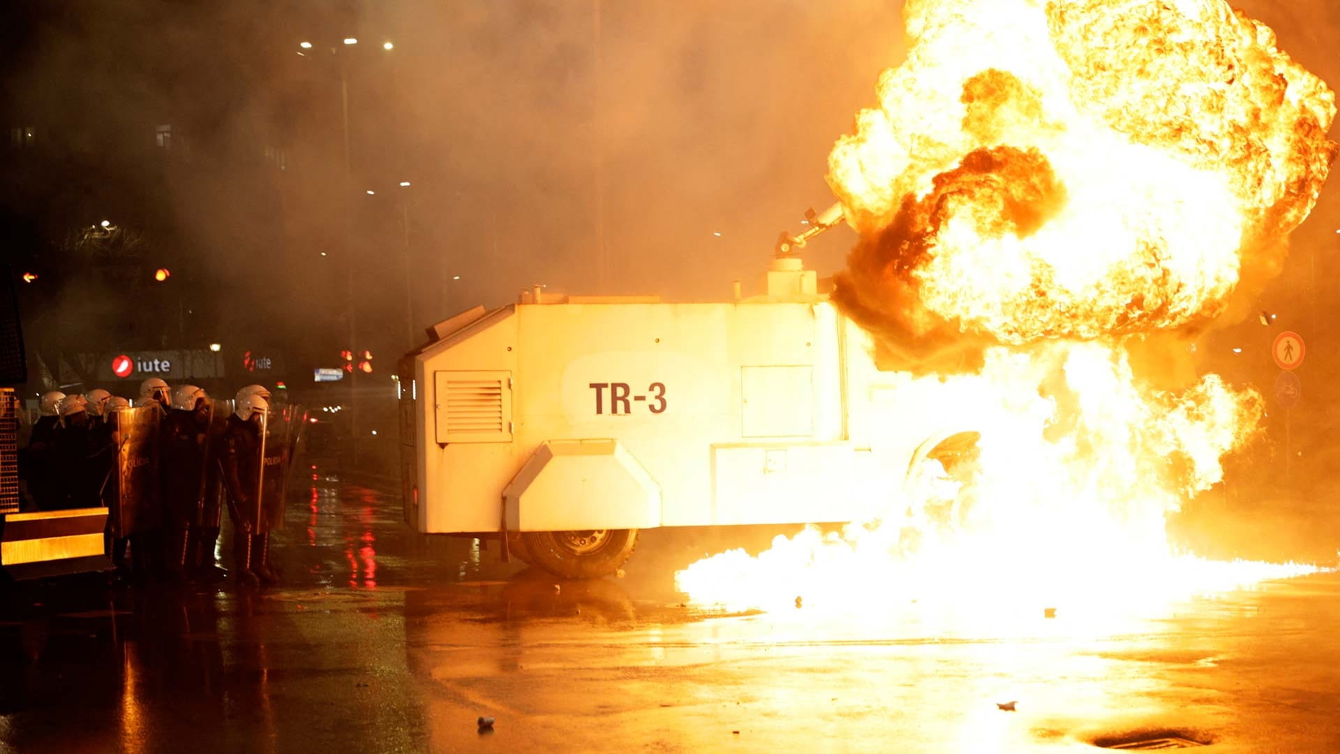 Police clash with opposition protesters in Albanian capital 