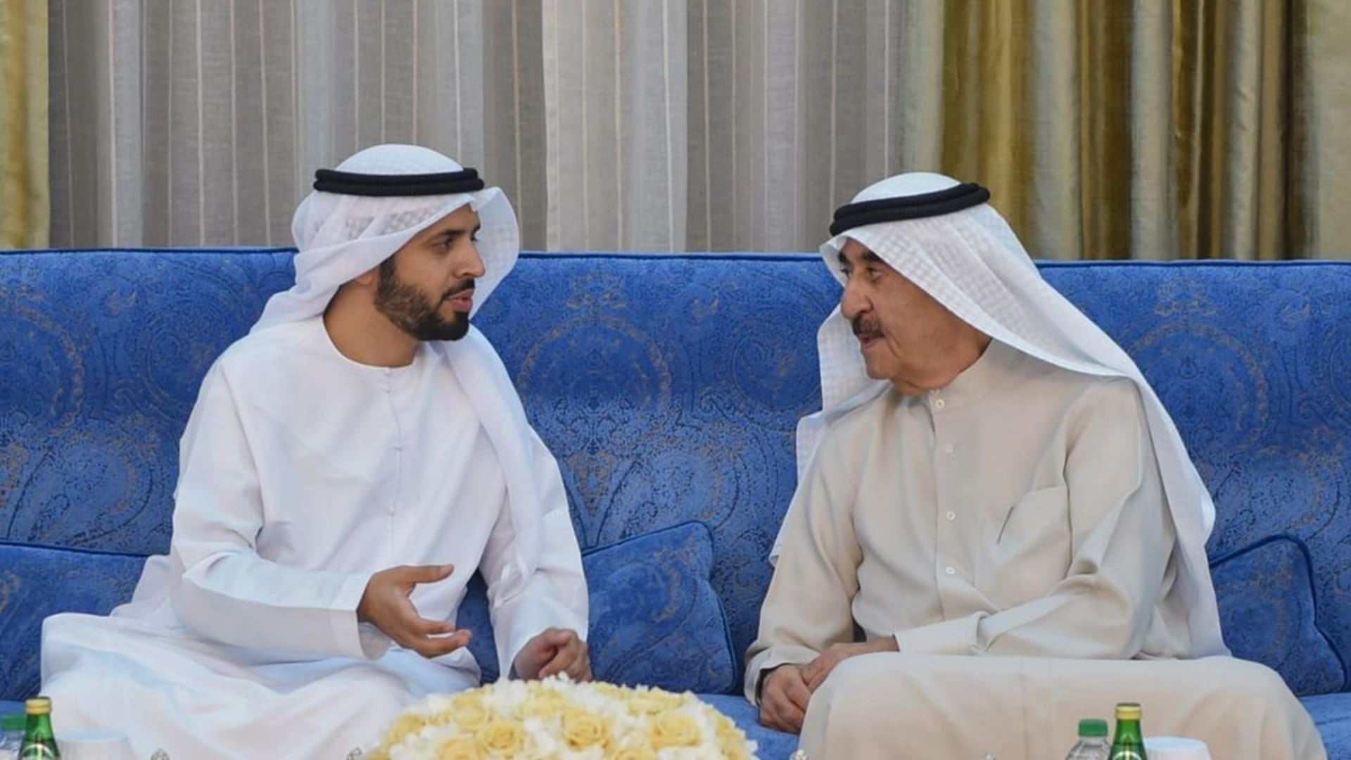 حاكم أم القيوين يتقبل تهاني عمر حبتور الدرعي وجموع المهنئين برمضان