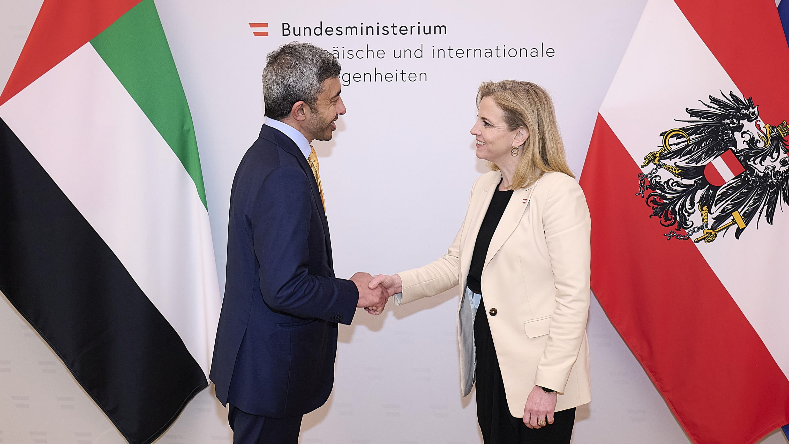 Abdullah bin Zayed, Austrian minister boost UAE-Austria ties 