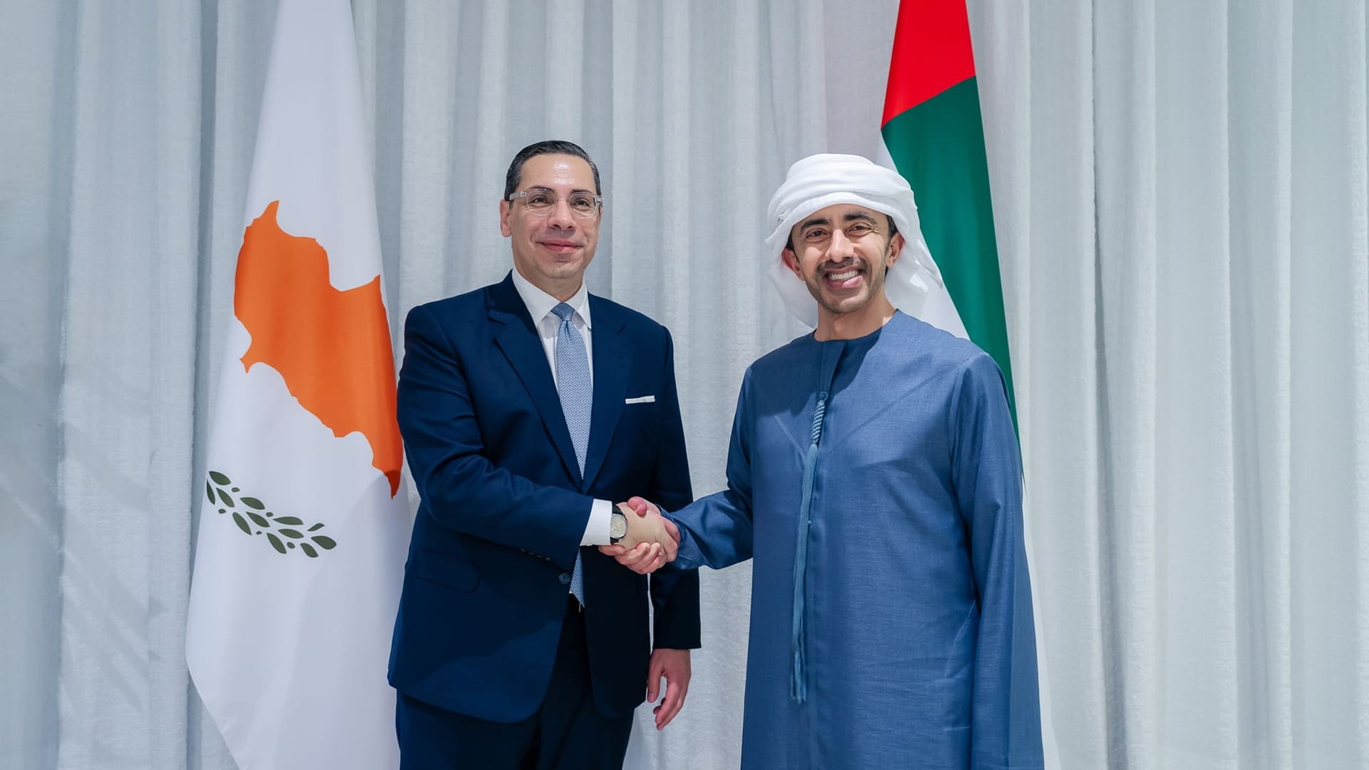 Image for the title: Abdullah bin Zayed receives Cyprus Foreign Minister 