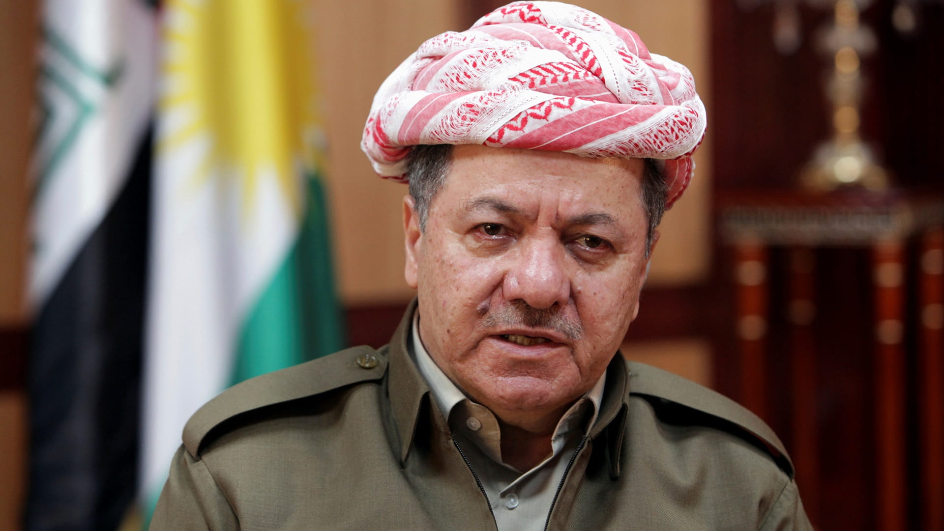 مسعود بارزاني رئيس الحزب الديموقراطي الكردستاني في العراق 