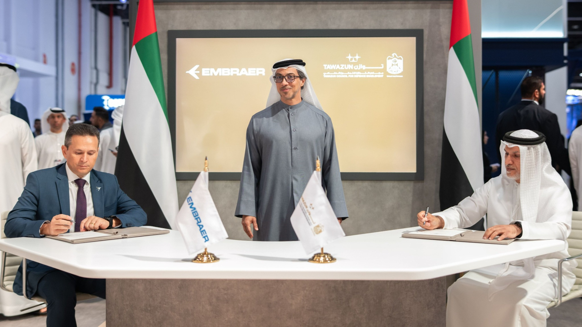 Image for the title: Mansour bin Zayed witnesses the purchase of C-390 Millennium 