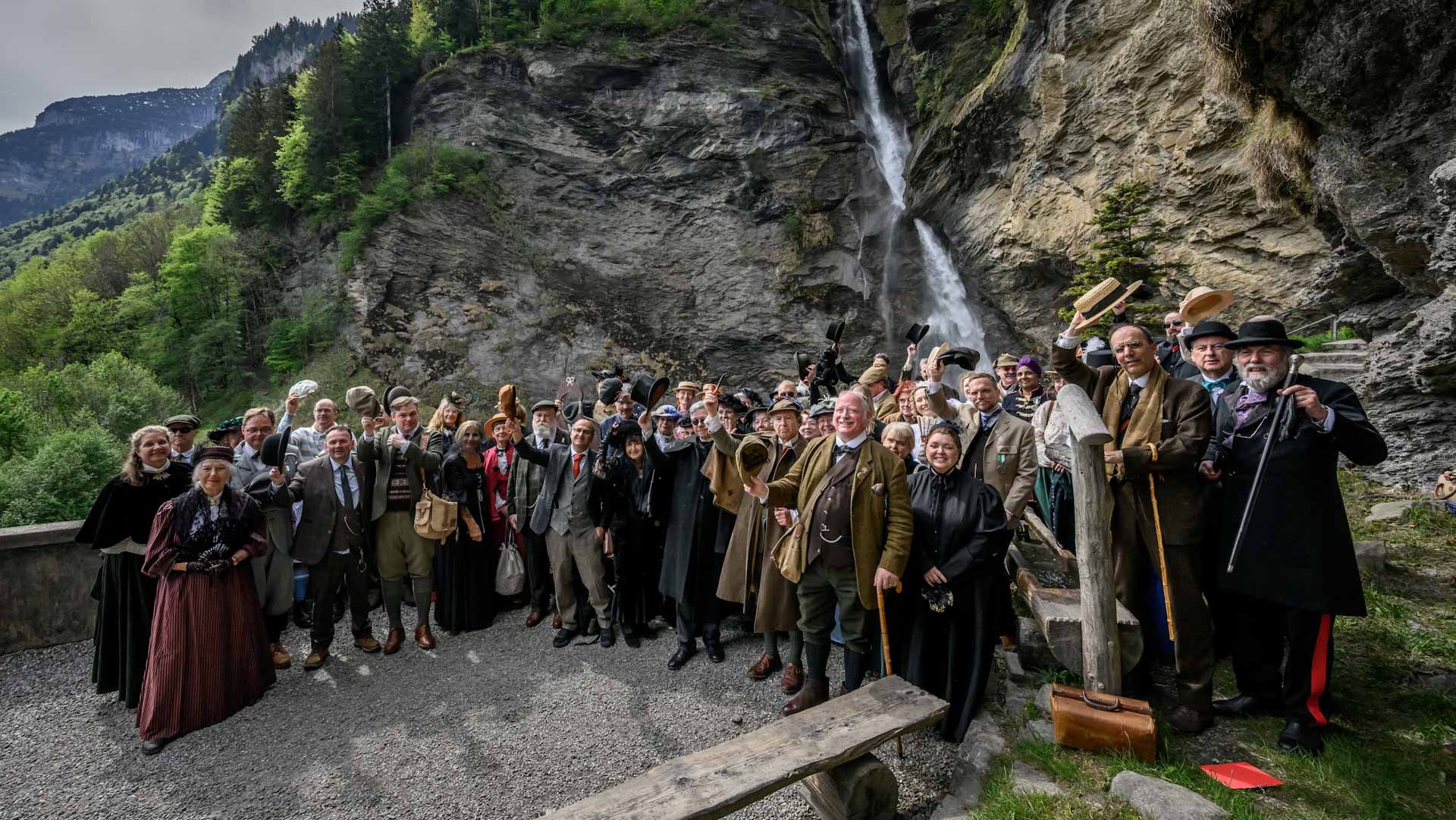 Sherlock Holmes fans recreate final duel at Swiss waterfall