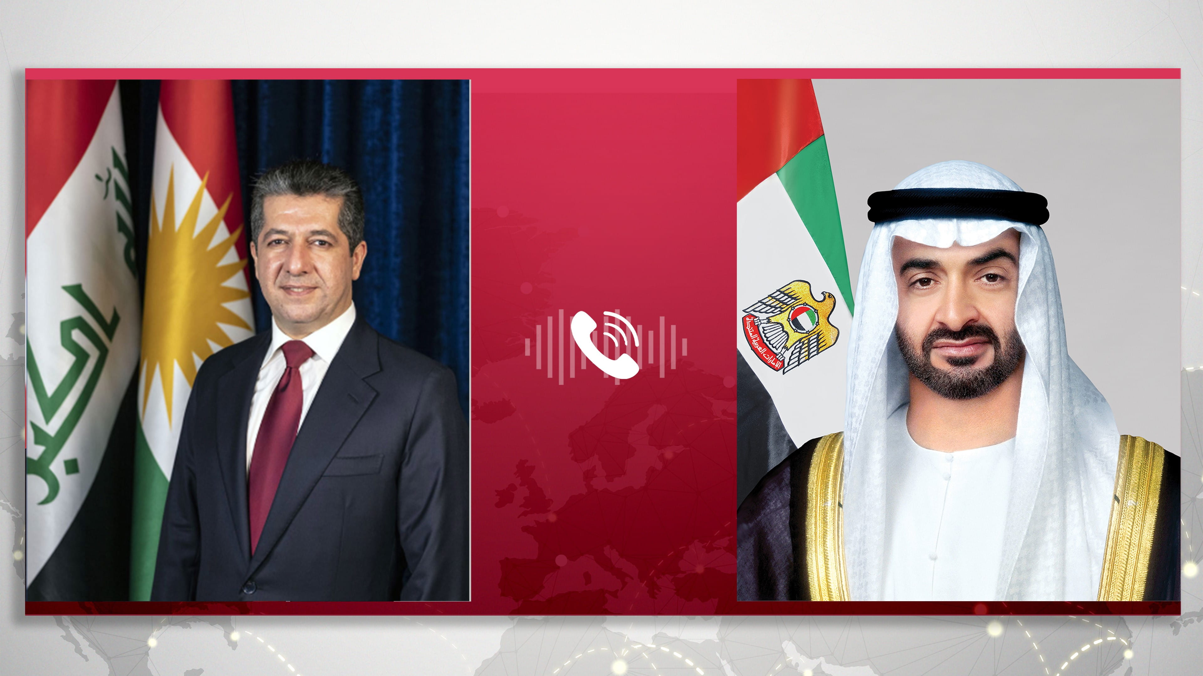 Image for the title: UAE President receives call from Barzani condemning Iran’s attack 