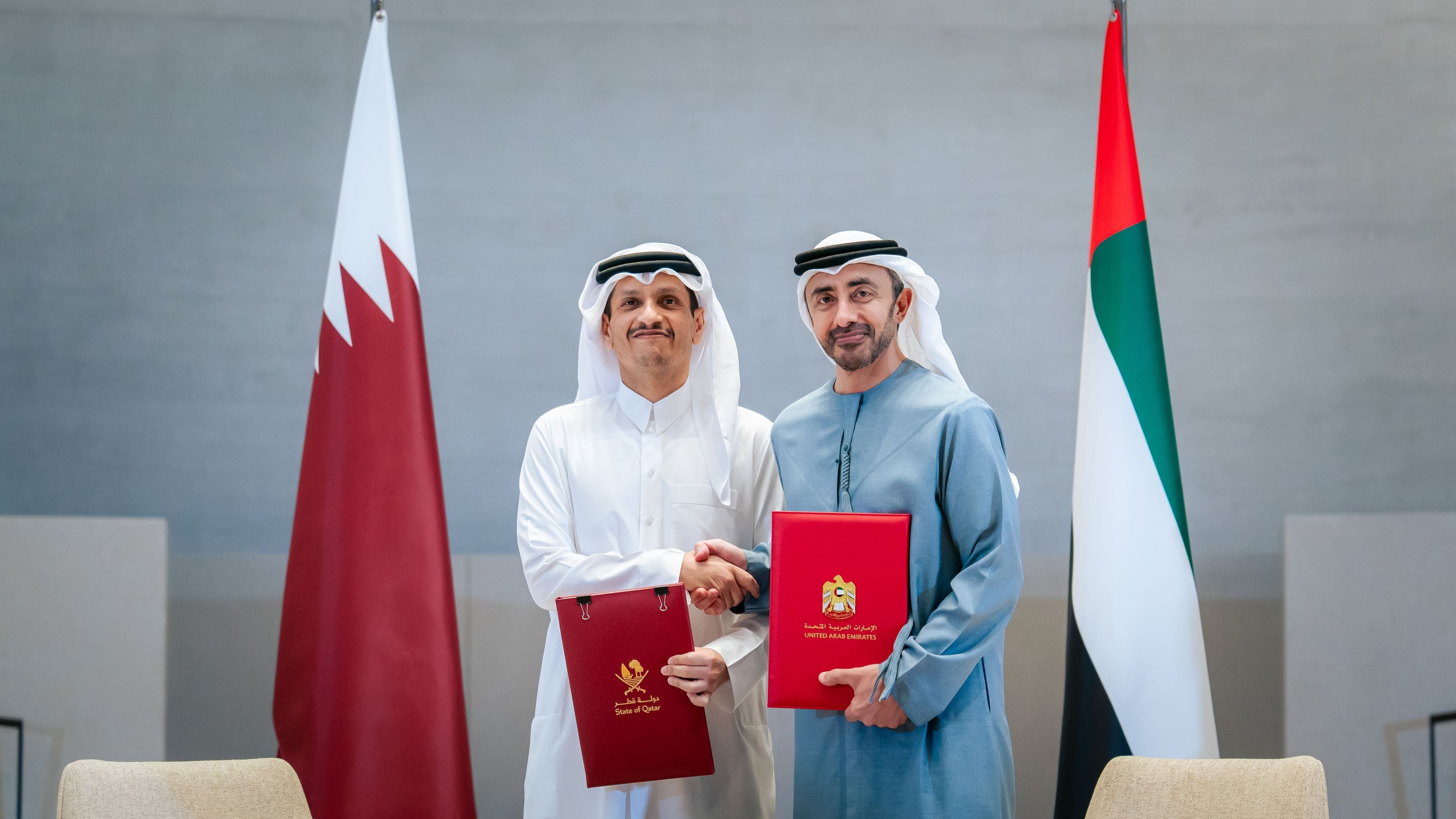 Image for the title: UAE, Qatar PMS and FMs co-chair Joint Committee Meeting 