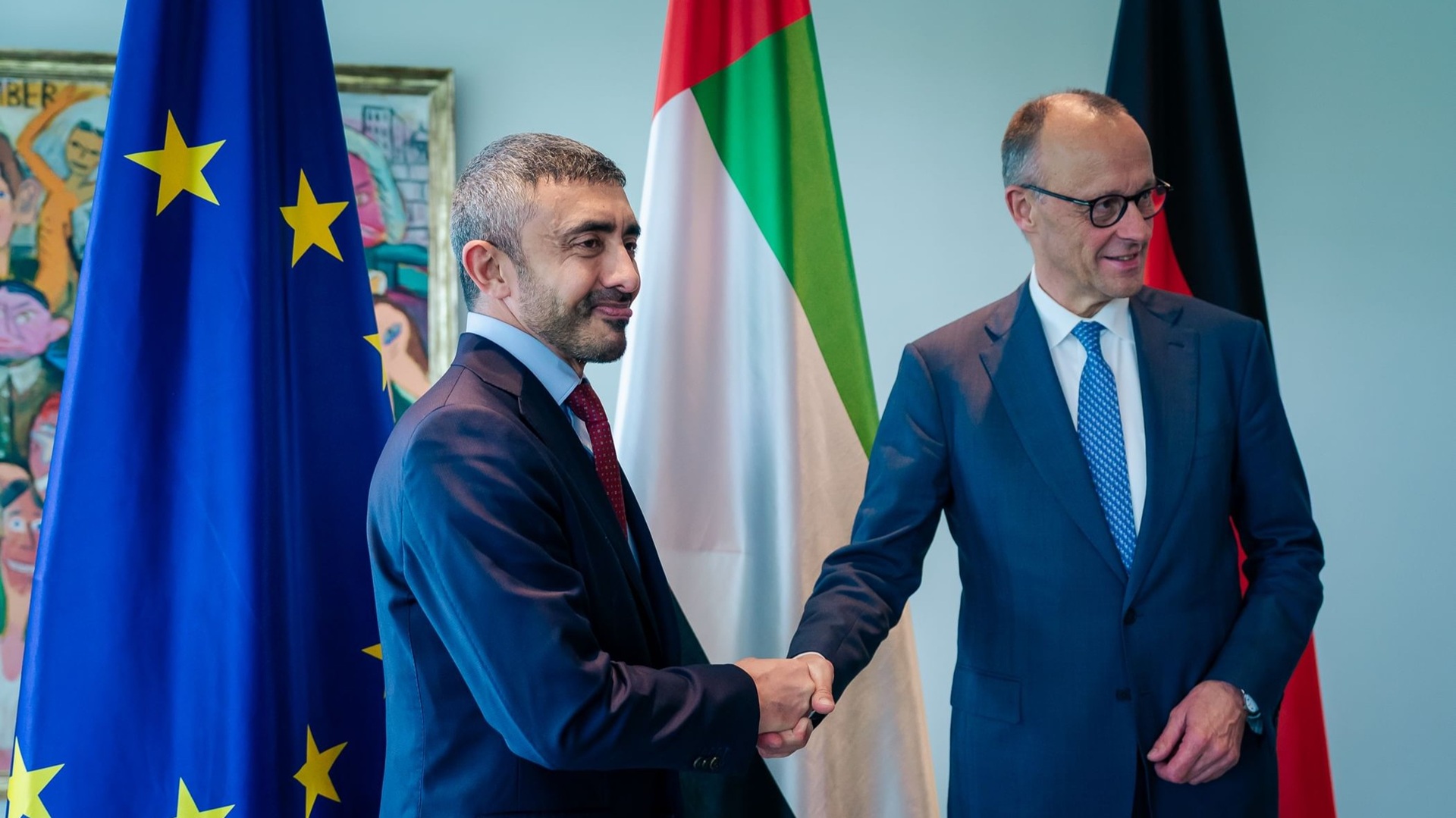 Abdullah bin Zayed, German Chancellor discuss ties